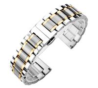 PctkeLsend 18/19/20/21/22/23/24mm Men Women Universal Stainless Steel WatchBand fit for most flat mouth watches(Silver-Gold,18mm)
