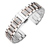 PctkeLsend 18/19/20/21/22/23/24mm Men Women Universal Stainless Steel WatchBand fit for most flat mouth watches(Silver-Rose Gold,19mm)