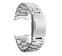 PctkeLsend 18/19/20/21/22/24mm Solid Stainless Steel Curved End Folding Buckle Watch Strap fit for most watches(Silver,19mm)