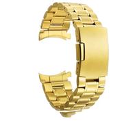 PctkeLsend 18/19/20/21/22/24mm Solid Stainless Steel Curved End Folding Buckle Watch Strap fit for most watches(Gold,19mm)
