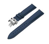 PctkeLsend 18、19、20、22mm FKM Rubber +Leather WatchBand Fit for most flat mouth watches(Blue With Buckle,19mmx18mm)