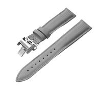 PctkeLsend 18、19、20、22mm FKM Rubber +Leather WatchBand Fit for most flat mouth watches(Gray With Buckle,20mmx18mm)