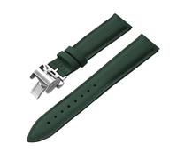 PctkeLsend 18、19、20、22mm FKM Rubber +Leather WatchBand Fit for most flat mouth watches(Green With Buckle,18mmx16mm)