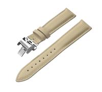 PctkeLsend 18、19、20、22mm FKM Rubber +Leather WatchBand Fit for most flat mouth watches(Khaki With Buckle,19mmx18mm)