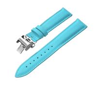 PctkeLsend 18、19、20、22mm FKM Rubber +Leather WatchBand Fit for most flat mouth watches(SkyBlue With Buckle,18mmx16mm)