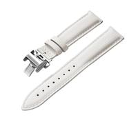 PctkeLsend 18、19、20、22mm FKM Rubber +Leather WatchBand Fit for most flat mouth watches(White With Buckle,20mmx18mm)