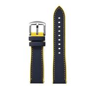 PctkeLsend 18/20/22/24mm Soft Hybrid Fluoro Rubber Quick disassembly Watchband Fit for Most Waterproof Watches(Blue Yellow 1,22mm)