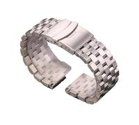PctkeLsend 18/20/22/24mm Solid Stainless Steel Brushed Silver Double Push Clasp Watch Band fit for most flat mouth watches(24mm)