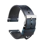 PctkeLsend 18/20/22mm Handmade Retro Oil Wax Genuine LeatherQuick Release Watchbands fit for most flat mouth watches(Dark blue,18mm)