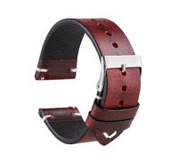 PctkeLsend 18/20/22mm Handmade Retro Oil Wax Genuine LeatherQuick Release Watchbands fit for most flat mouth watches(Red brown,18mm)