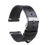 PctkeLsend 18/20/22mm Handmade Retro Oil Wax Genuine LeatherQuick Release Watchbands fit for most flat mouth watches(Black,22mm)