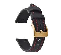 PctkeLsend 18、20、22mm Sailcloth Fabric Nylon Leather Qucik Release Watchband fit for Seiko/Omega(Black Red-Gold,18mm)
