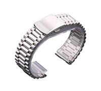 PctkeLsend 18/20/22mm Solid Stainless Steel Metal Double Clasp WatchBand(Silver,18mm)