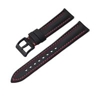 PctkeLsend 18/20/22mm Sport Waterproof PVC Leather Fabric Quick Release Watchband fit for Most diving watches(BlackRed-Buckle 2,22mm)