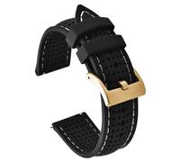 PctkeLsend 18/20/22mm Universal Breathable Silicone Sports Watchband Fit for T-issot/O-mega(Black-White line 3,18mm)