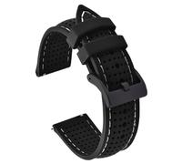 PctkeLsend 18/20/22mm Universal Breathable Silicone Sports Watchband Fit for T-issot/O-mega(Black-White line 2,20mm)