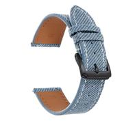 PctkeLsend 18/20/22mm Vintage Denim Leather Stitched Universal Quick Release WatchBand fit for most flat mouth watches(Blue-black,20mm)