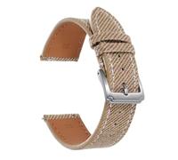PctkeLsend 18/20/22mm Vintage Denim Leather Stitched Universal Quick Release WatchBand fit for most flat mouth watches(Khaki-silver,20mm)