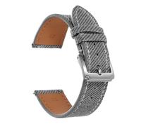 PctkeLsend 18/20/22mm Vintage Denim Leather Stitched Universal Quick Release WatchBand fit for most flat mouth watches(Grey-silver,20mm)