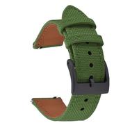 PctkeLsend 18、20、22mm Waterproof Sailcloth Two-Sided Nylon and Leather Quick Release Sport Watchband fit for most flat mouth watches(Green-Buckle2,20mm)
