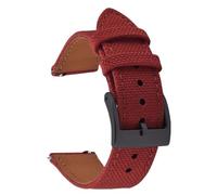 PctkeLsend 18、20、22mm Waterproof Sailcloth Two-Sided Nylon and Leather Quick Release Sport Watchband fit for most flat mouth watches(Red-Buckle2,20mm)
