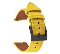 PctkeLsend 18、20、22mm Waterproof Sailcloth Two-Sided Nylon and Leather Quick Release Sport Watchband fit for most flat mouth watches(Yellow-Buckle2,20mm)