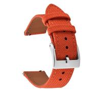 PctkeLsend 18、20、22mm Waterproof Sailcloth Two-Sided Nylon and Leather Quick Release Sport Watchband fit for most flat mouth watches(Orange-Buckle1,18mm)