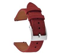 PctkeLsend 18、20、22mm Waterproof Sailcloth Two-Sided Nylon and Leather Quick Release Sport Watchband fit for most flat mouth watches(Red-Buckle1,18mm)
