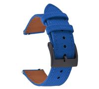 PctkeLsend 18、20、22mm Waterproof Sailcloth Two-Sided Nylon and Leather Quick Release Sport Watchband fit for most flat mouth watches(Blue-Buckle2,22mm)