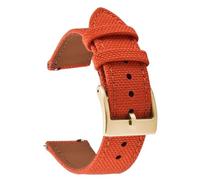 PctkeLsend 18、20、22mm Waterproof Sailcloth Two-Sided Nylon and Leather Quick Release Sport Watchband fit for most flat mouth watches(Orange-Buckle3,22mm)