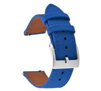 PctkeLsend 18、20、22mm Waterproof Sailcloth Two-Sided Nylon and Leather Quick Release Sport Watchband fit for most flat mouth watches(Blue-Buckle1,18mm)