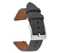 PctkeLsend 18、20、22mm Waterproof Sailcloth Two-Sided Nylon and Leather Quick Release Sport Watchband fit for most flat mouth watches(Gray-Buckle1,22mm)