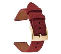 PctkeLsend 18、20、22mm Waterproof Sailcloth Two-Sided Nylon and Leather Quick Release Sport Watchband fit for most flat mouth watches(Red-Buckle3,20mm)