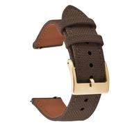 PctkeLsend 18、20、22mm Waterproof Sailcloth Two-Sided Nylon and Leather Quick Release Sport Watchband fit for most flat mouth watches(Brown-Buckle3,22mm)