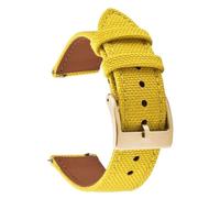 PctkeLsend 18、20、22mm Waterproof Sailcloth Two-Sided Nylon and Leather Quick Release Sport Watchband fit for most flat mouth watches(Yellow-Buckle3,20mm)
