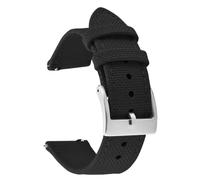 PctkeLsend 18、20、22mm Waterproof Sailcloth Two-Sided Nylon and Leather Quick Release Sport Watchband fit for most flat mouth watches(Black-Buckle1,22mm)