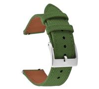 PctkeLsend 18、20、22mm Waterproof Sailcloth Two-Sided Nylon and Leather Quick Release Sport Watchband fit for most flat mouth watches(Green-Buckle1,22mm)