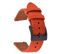 PctkeLsend 18、20、22mm Waterproof Sailcloth Two-Sided Nylon and Leather Quick Release Sport Watchband fit for most flat mouth watches(Orange-Buckle2,22mm)