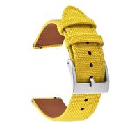 PctkeLsend 18、20、22mm Waterproof Sailcloth Two-Sided Nylon and Leather Quick Release Sport Watchband fit for most flat mouth watches(Yellow-Buckle1,20mm)