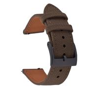 PctkeLsend 18、20、22mm Waterproof Sailcloth Two-Sided Nylon and Leather Quick Release Sport Watchband fit for most flat mouth watches(Brown-Buckle2,18mm)