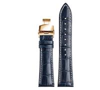 PctkeLsend 18-22mm Genuine cowhide Leather watch strap fit for Longines L29094920(Blue gold buckle,20mm)