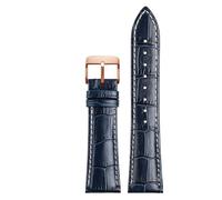 PctkeLsend 18-22mm Genuine cowhide Leather watch strap fit for Longines L29094920(Blue pin rose,21mm)