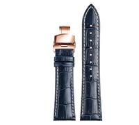 PctkeLsend 18-22mm Genuine cowhide Leather watch strap fit for Longines L29094920(Blue rose buckle,21mm)