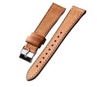 PctkeLsend 18-22MM Handmade Cowhide Leather Vintage Watchband Suitable Fit for Antique Watches(B Silver Buckle,22mm)