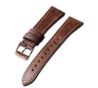 PctkeLsend 18-22MM Handmade Cowhide Leather Vintage Watchband Suitable Fit for Antique Watches(D rose gold Buckle,21mm)
