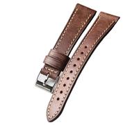 PctkeLsend 18-22MM Handmade Cowhide Leather Vintage Watchband Suitable Fit for Antique Watches(D Silver Buckle,21mm)