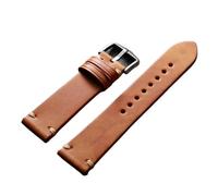 PctkeLsend 18-22mm Handmade Stitching Cowhide Leather Quick Release Watchband fit for Seiko/Omega Watchband(Light Brown,19mm)