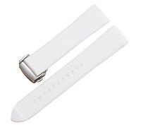PctkeLsend 18-22mm Rubber Silicone Soft Waterproof and sweat proof Watchband fit for Omega Seamaster 300 Speedmaster(White-silver,20mm)