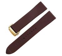 PctkeLsend 18-22mm Rubber Silicone Soft Waterproof and sweat proof Watchband fit for Omega Seamaster 300 Speedmaster(Brown-gold,22mm)