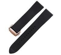PctkeLsend 18-22mm Rubber Silicone Soft Waterproof and sweat proof Watchband fit for Omega Seamaster 300 Speedmaster(Black-rose gold,21mm)